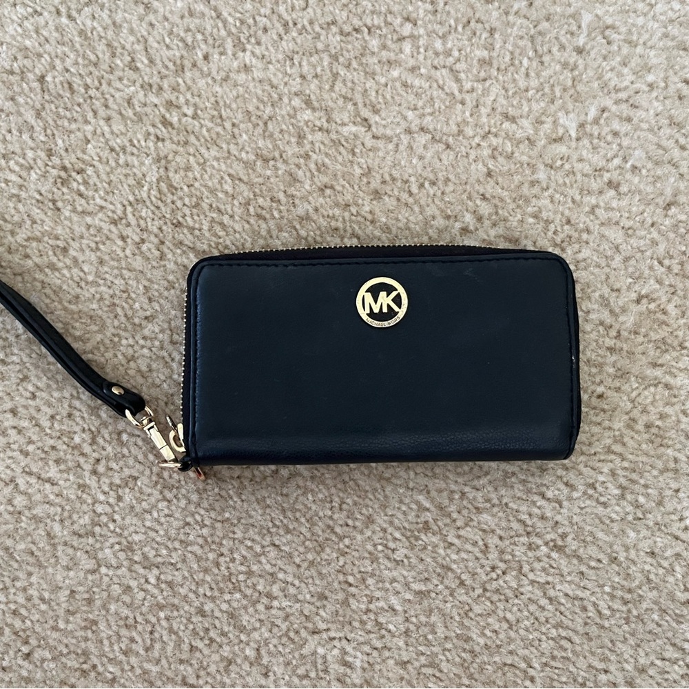 Michael Kors Black and Gold Wristlet